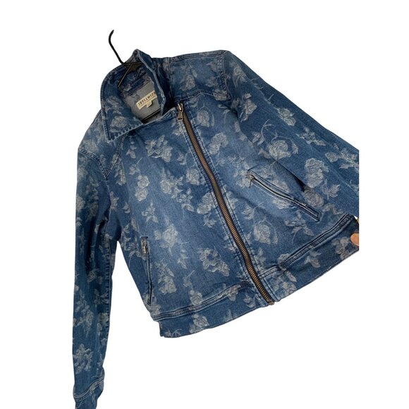 Idyllwind Miranda Lambert Floral Denim Moto Jacket XL Blue - Picture 6 of 7